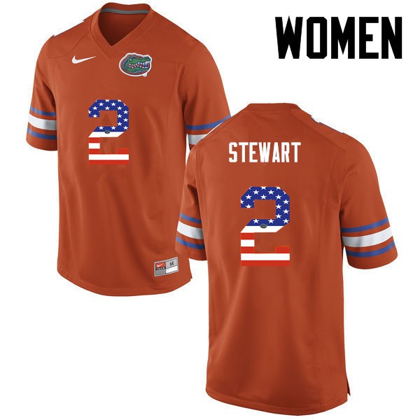Florida Gators Women #2 Brad Stewart College Football Jersey USA Flag Fashion Orange